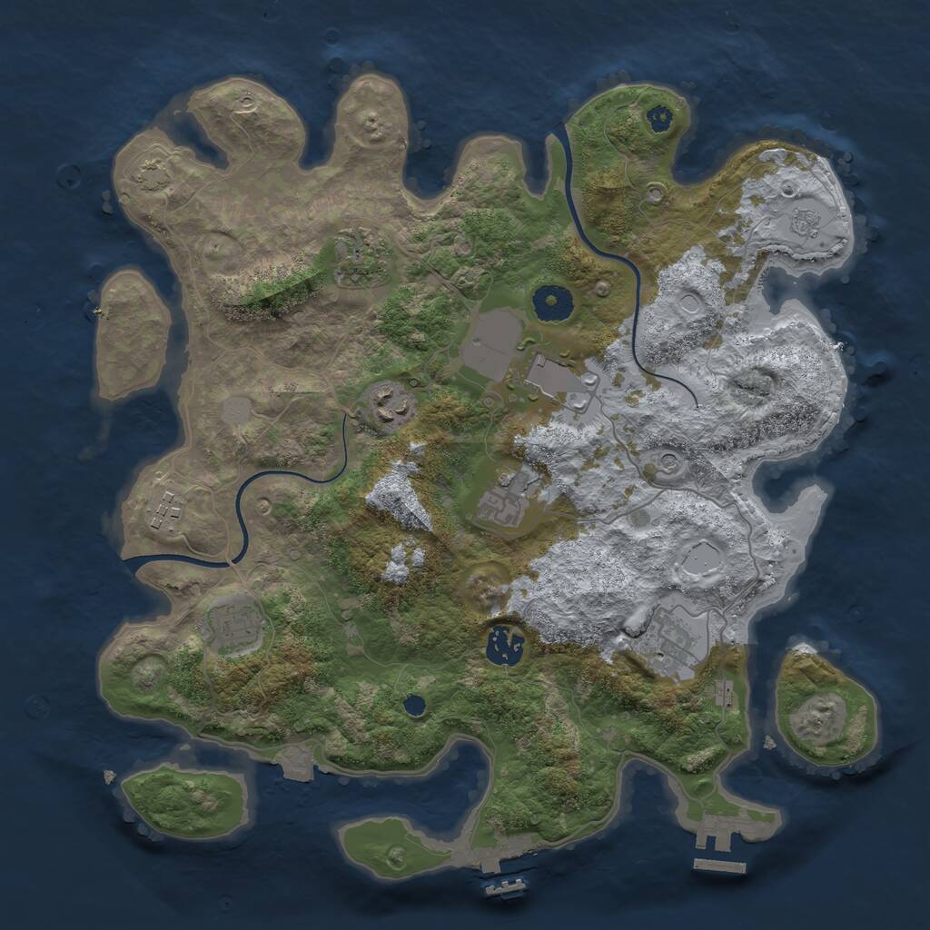 Rust Map: Procedural Map, Size: 3600, Seed: 38, 14 Monuments