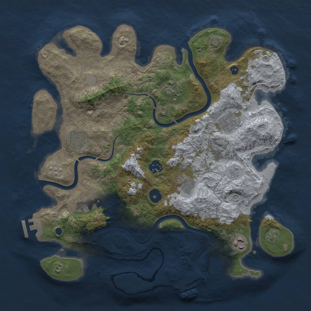 Rust Map: Procedural Map, Size: 3600, Seed: 38, 14 Monuments