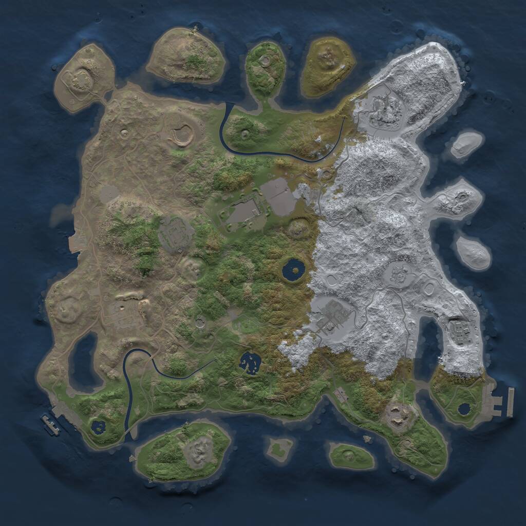 Rust Map: Procedural Map, Size: 3600, Seed: 166, 15 Monuments