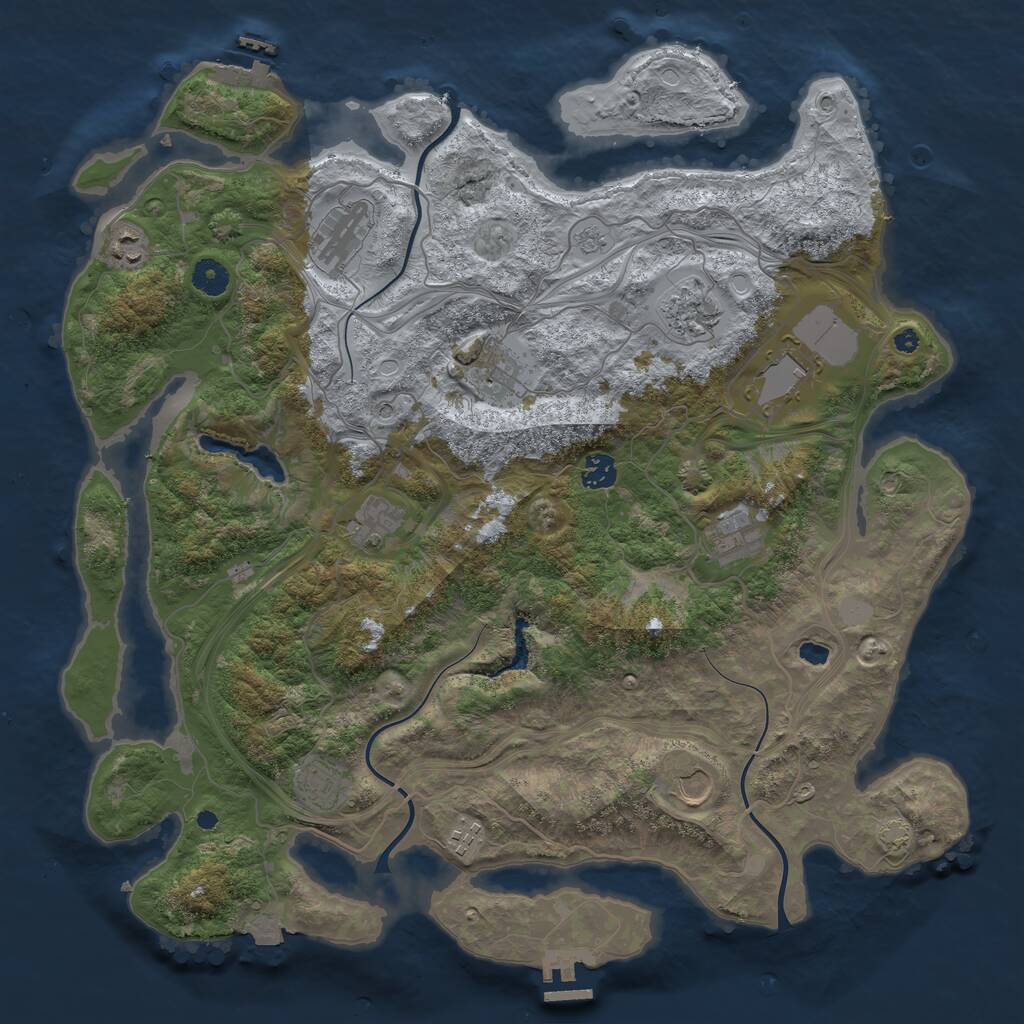 Rust Map: Procedural Map, Size: 4250, Seed: 64951665, 17 Monuments