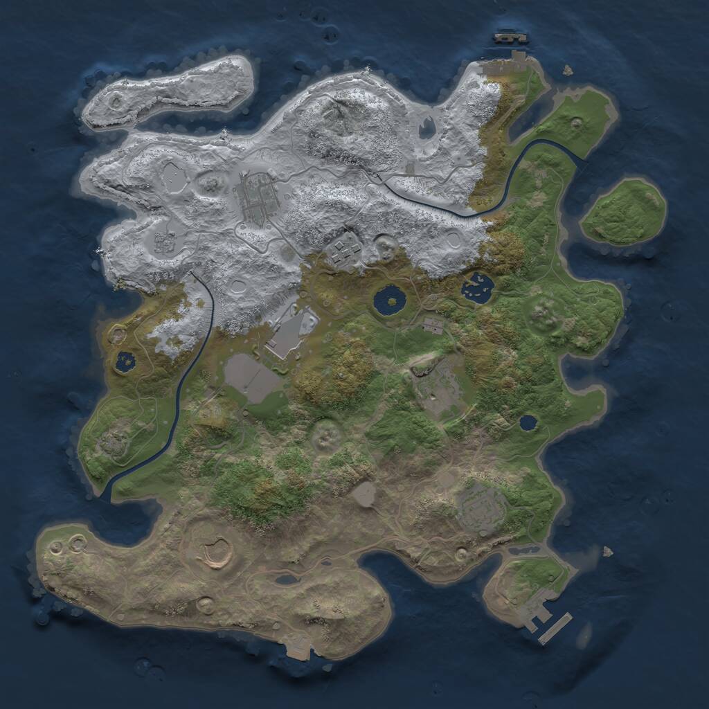 Rust Map: Procedural Map, Size: 3500, Seed: 361092621, 12 Monuments