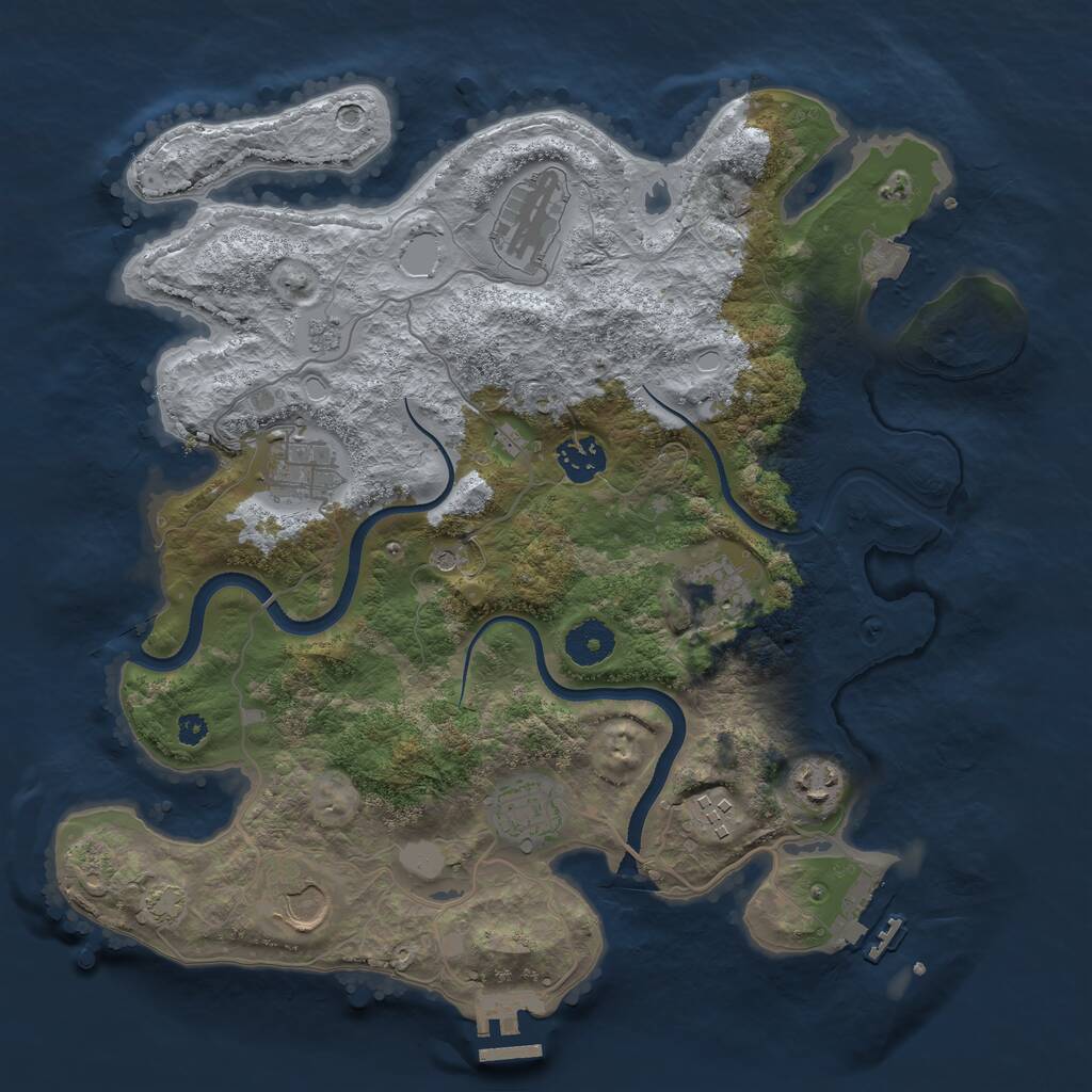 Rust Map: Procedural Map, Size: 3500, Seed: 361092621, 14 Monuments