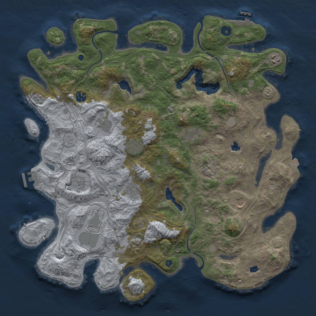 Rust Map: Procedural Map, Size: 4500, Seed: 1869376, 17 Monuments