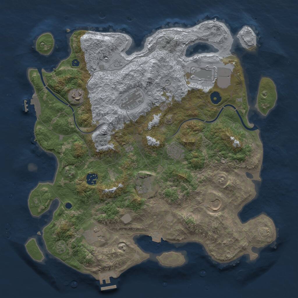 Rust Map: Procedural Map, Size: 3850, Seed: 5, 15 Monuments