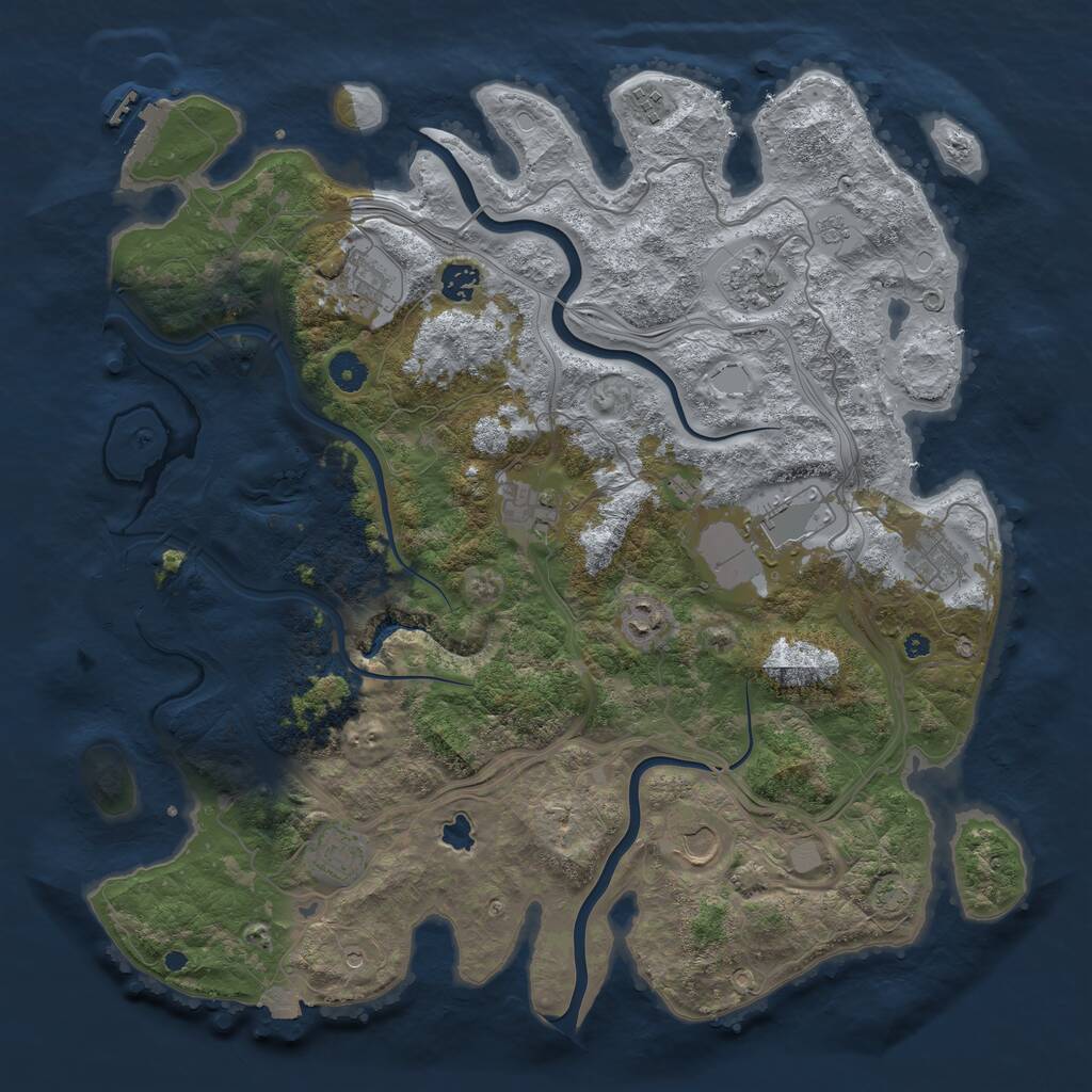 Rust Map: Procedural Map, Size: 4250, Seed: 595894343, 16 Monuments