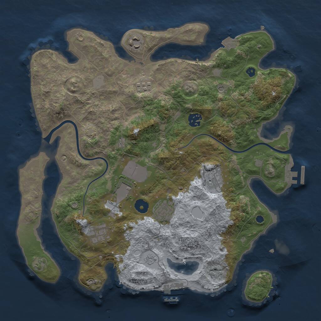 Rust Map: Procedural Map, Size: 3500, Seed: 1930383321, 13 Monuments