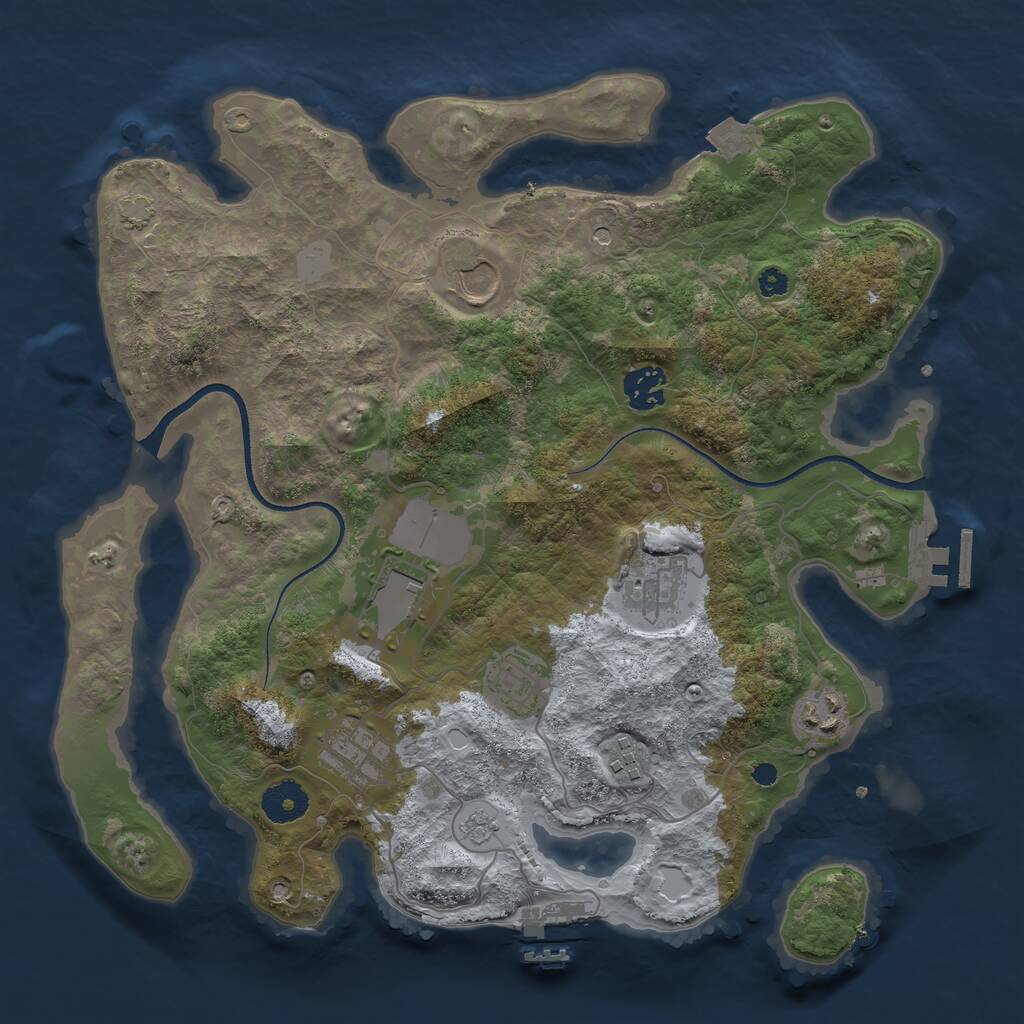 Rust Map: Procedural Map, Size: 3500, Seed: 1930383321, 14 Monuments
