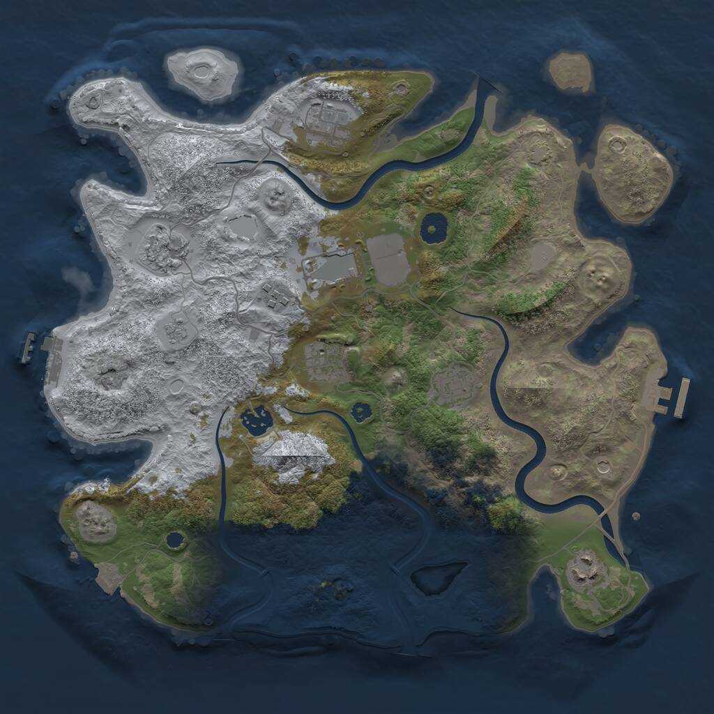 Rust Map: Procedural Map, Size: 3600, Seed: 1280, 14 Monuments