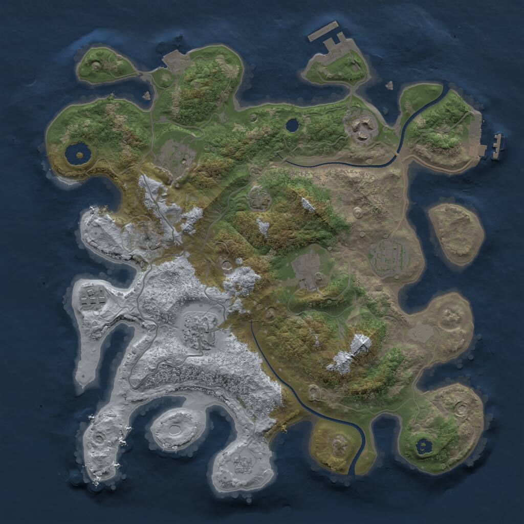 Rust Map: Procedural Map, Size: 3250, Seed: 529948022, 12 Monuments