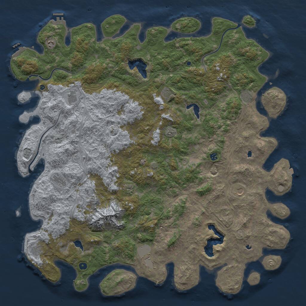 Rust Map: Procedural Map, Size: 6000, Seed: 266595538, 17 Monuments