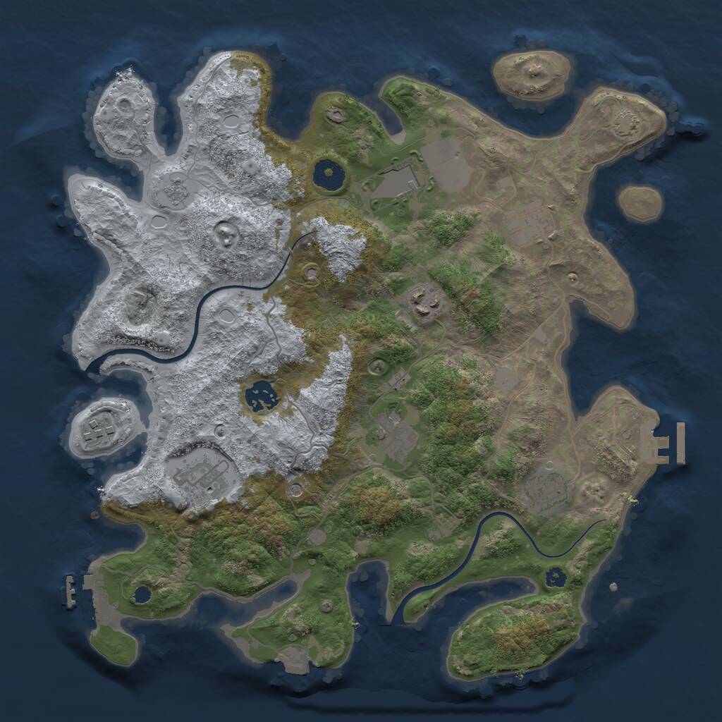 Rust Map: Procedural Map, Size: 3500, Seed: 843868772, 14 Monuments