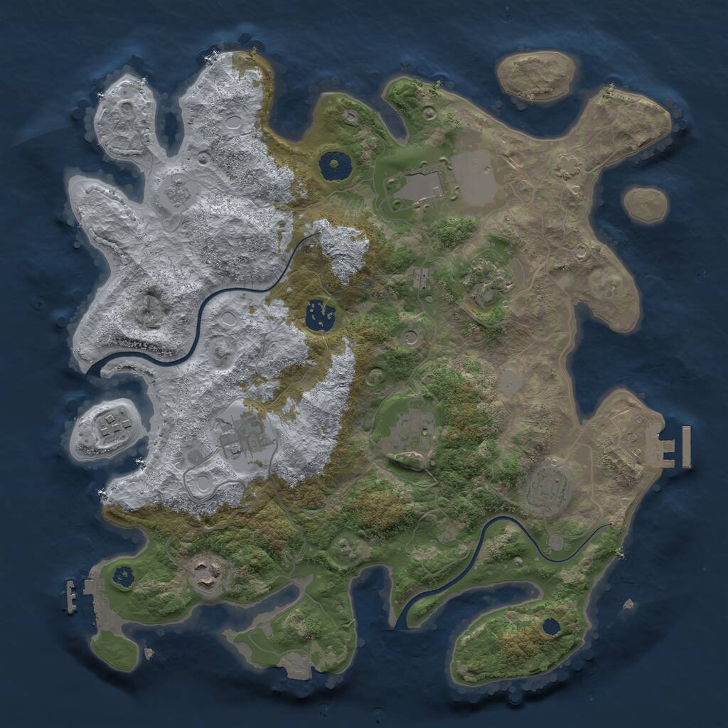 Rust Map: Procedural Map, Size: 3500, Seed: 843868772, 14 Monuments