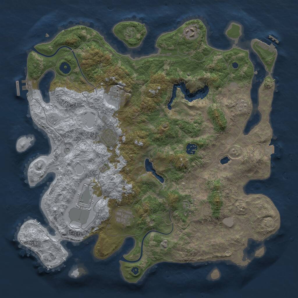 Rust Map: Procedural Map, Size: 4000, Seed: 1721, 14 Monuments