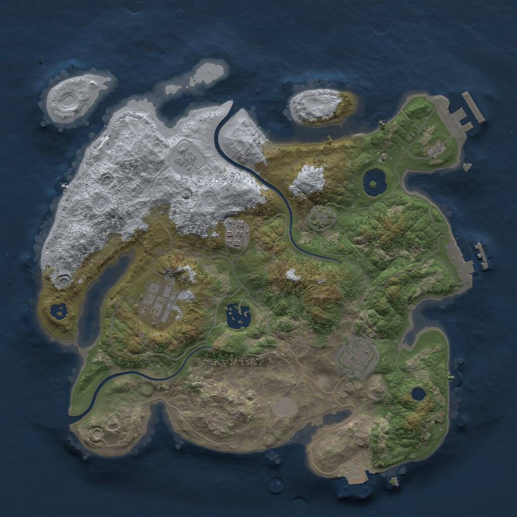 Rust Map: Procedural Map, Size: 3000, Seed: 1432394296, 9 Monuments