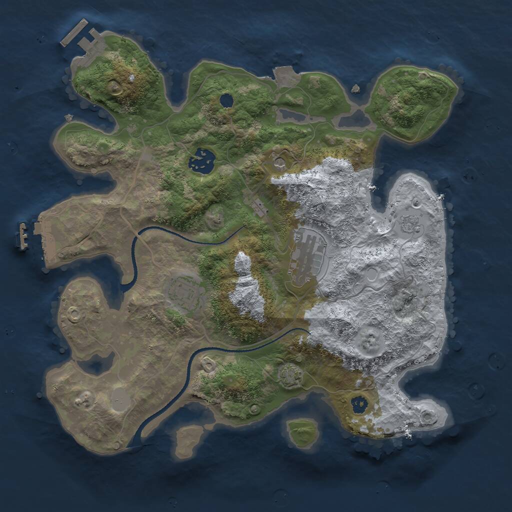 Rust Map: Procedural Map, Size: 3000, Seed: 1626077571, 9 Monuments