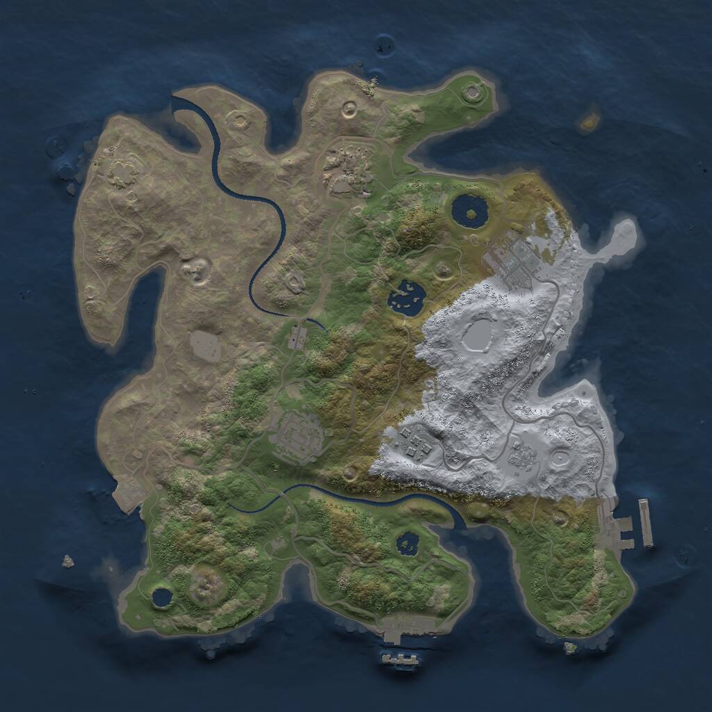 Rust Map: Procedural Map, Size: 3000, Seed: 3865, 10 Monuments