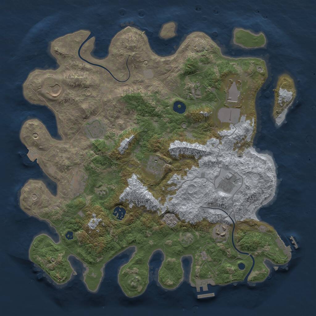 Rust Map: Procedural Map, Size: 3750, Seed: 1383277313, 15 Monuments