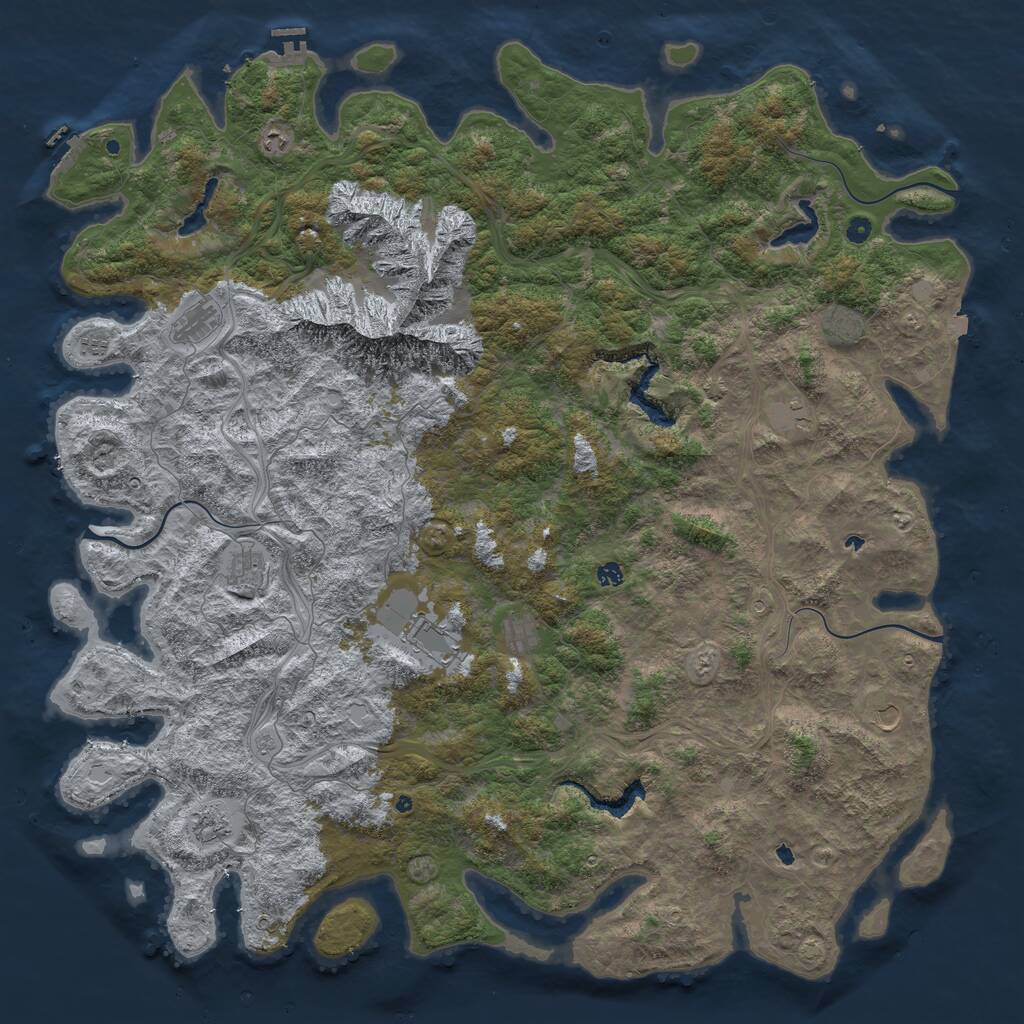 Rust Map: Procedural Map, Size: 6000, Seed: 1181316853, 17 Monuments