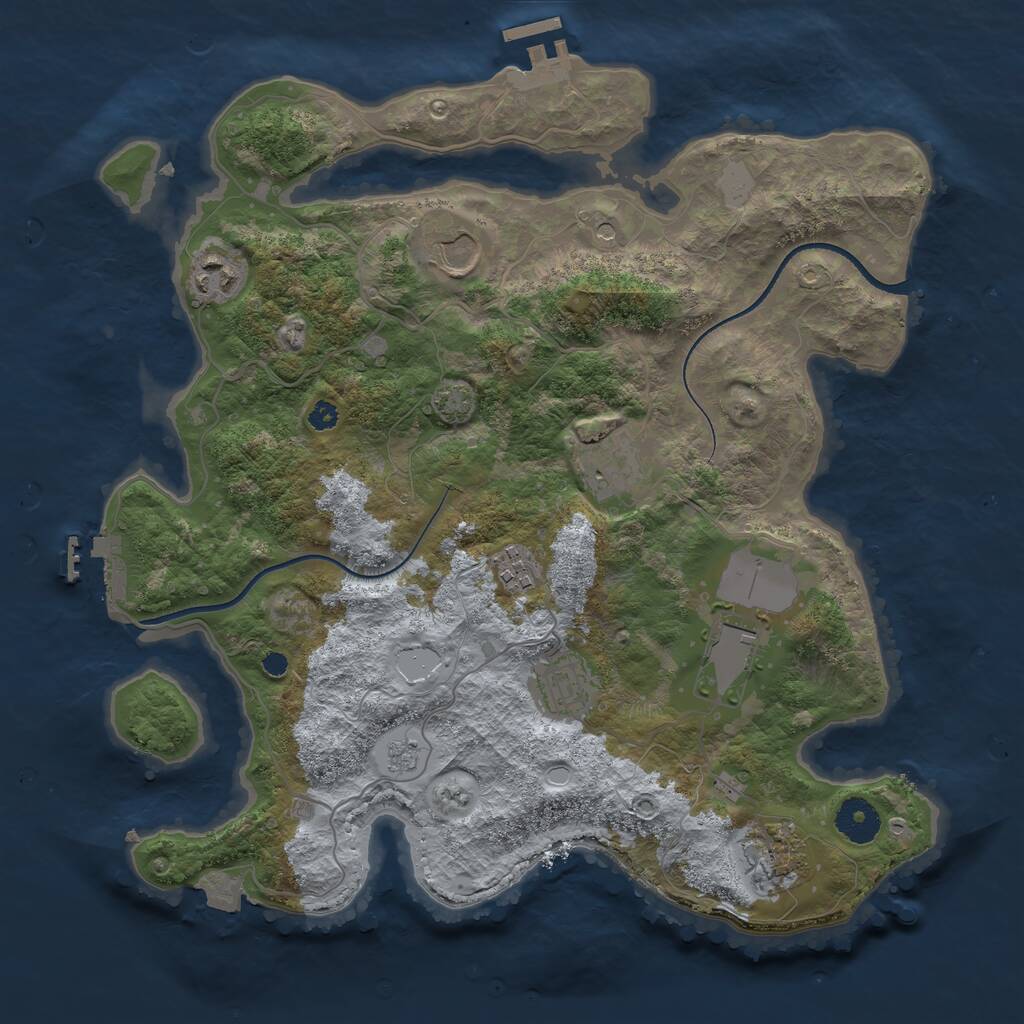 Rust Map: Procedural Map, Size: 3500, Seed: 30369542, 13 Monuments