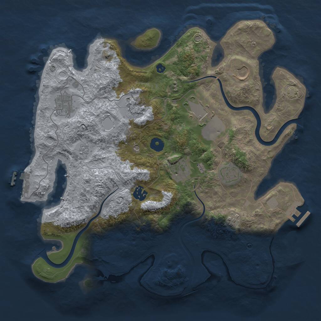 Rust Map: Procedural Map, Size: 3500, Seed: 49992, 14 Monuments