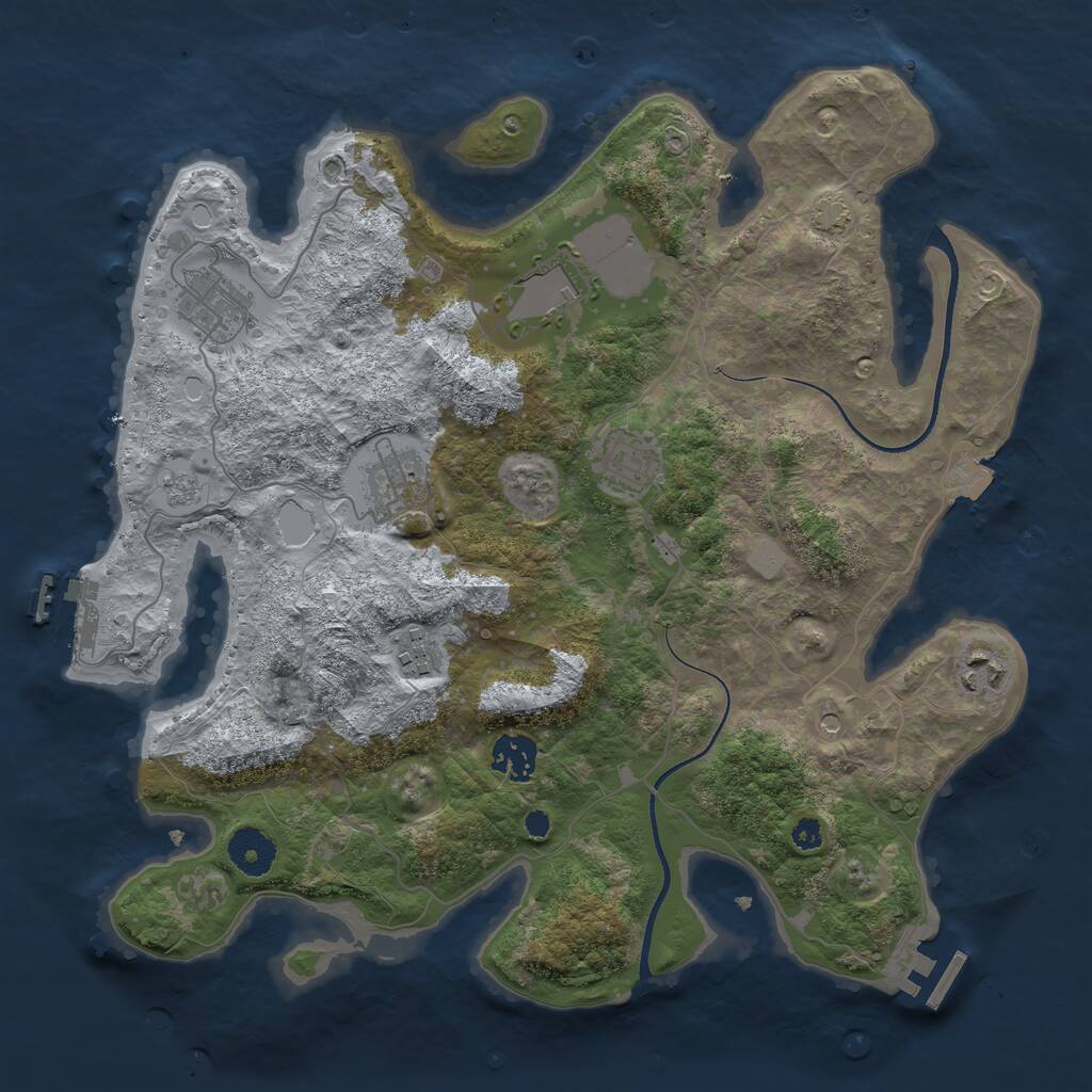 Rust Map: Procedural Map, Size: 3500, Seed: 49992, 13 Monuments