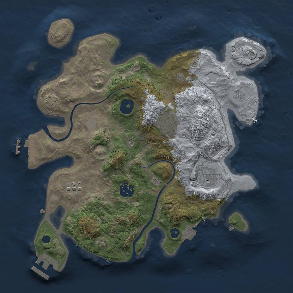 Rust Map: Procedural Map, Size: 3000, Seed: 761726712, 10 Monuments