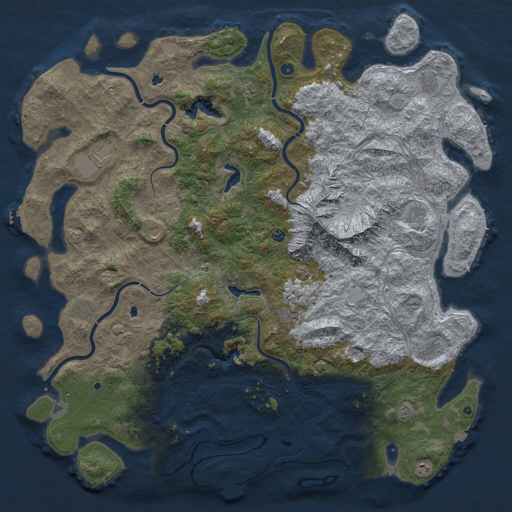 Rust Map: Procedural Map, Size: 6000, Seed: 63620, 17 Monuments