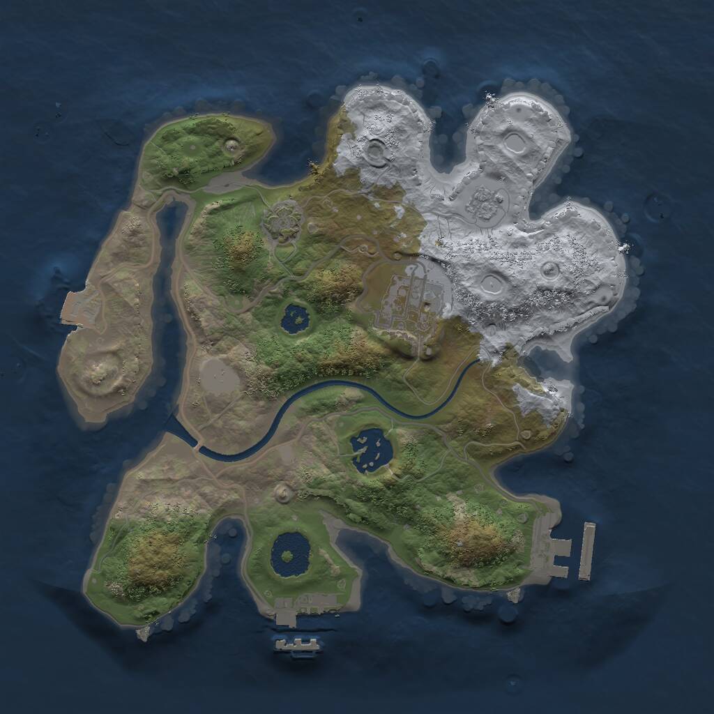 Rust Map: Procedural Map, Size: 2500, Seed: 842300371, 7 Monuments