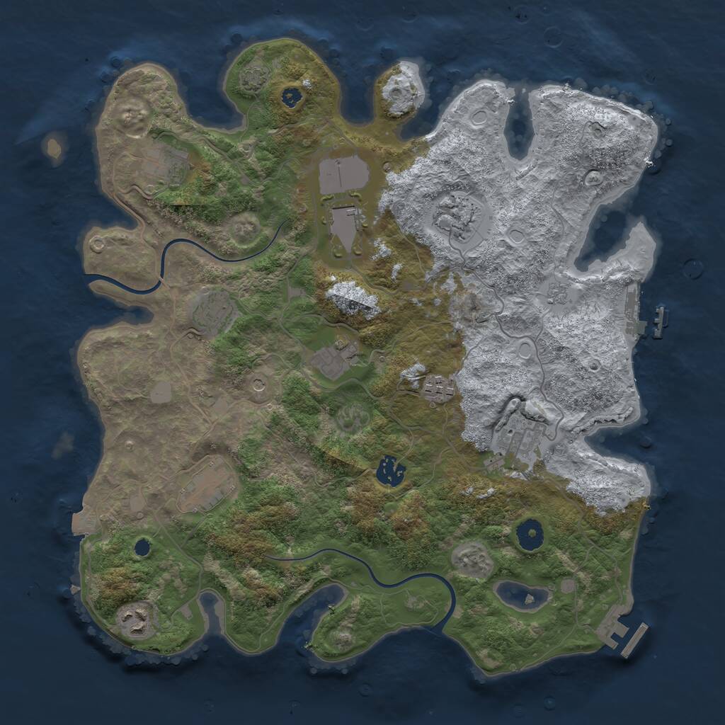Rust Map: Procedural Map, Size: 3750, Seed: 1999910410, 16 Monuments