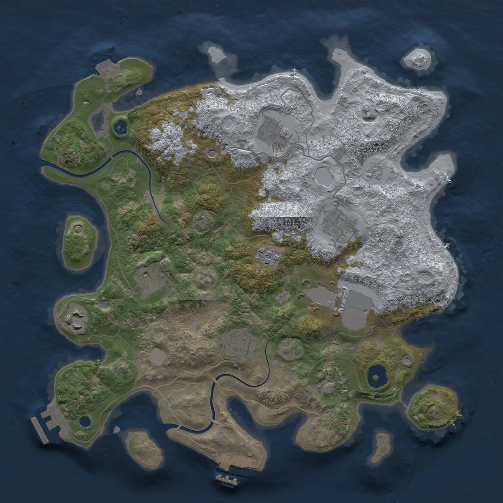 Rust Map: Procedural Map, Size: 3500, Seed: 1344986073, 14 Monuments