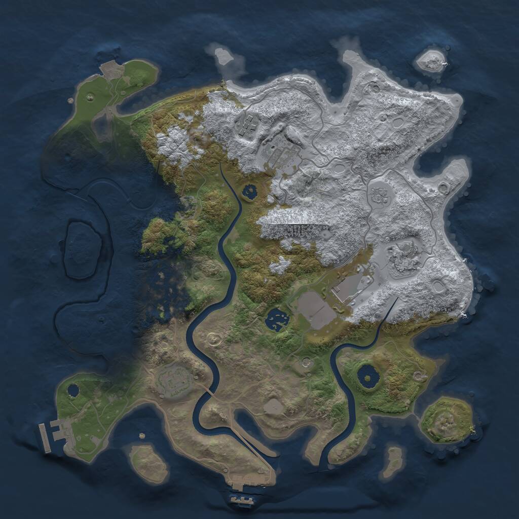 Rust Map: Procedural Map, Size: 3500, Seed: 1344986073, 13 Monuments