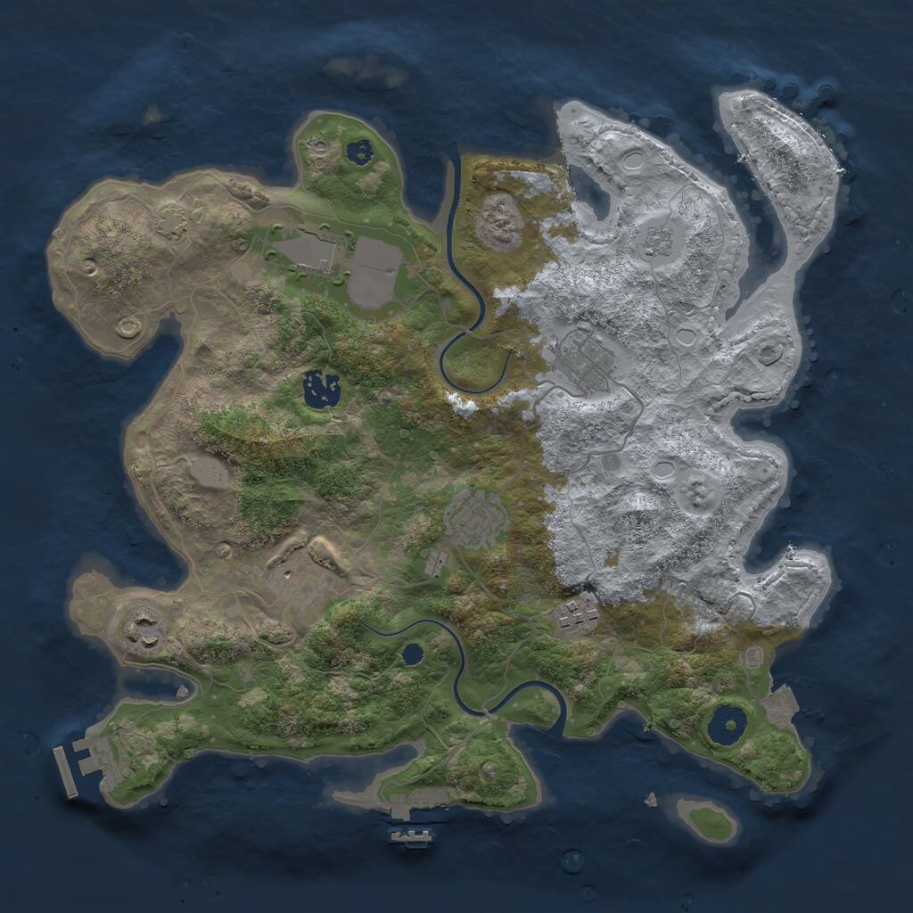 Rust Map: Procedural Map, Size: 3500, Seed: 2141081392, 12 Monuments