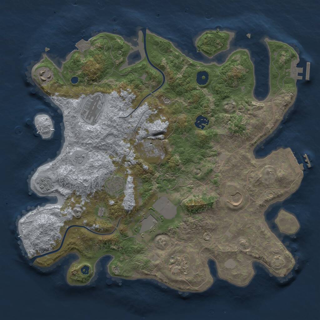 Rust Map: Procedural Map, Size: 3600, Seed: 266, 15 Monuments