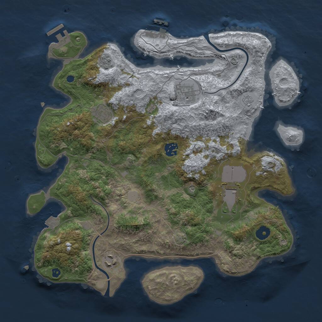 Rust Map: Procedural Map, Size: 3500, Seed: 2390000, 12 Monuments