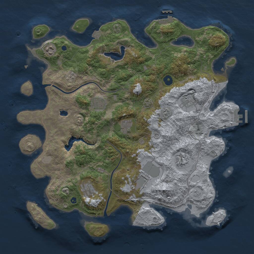 Rust Map: Procedural Map, Size: 4000, Seed: 1930919271, 14 Monuments