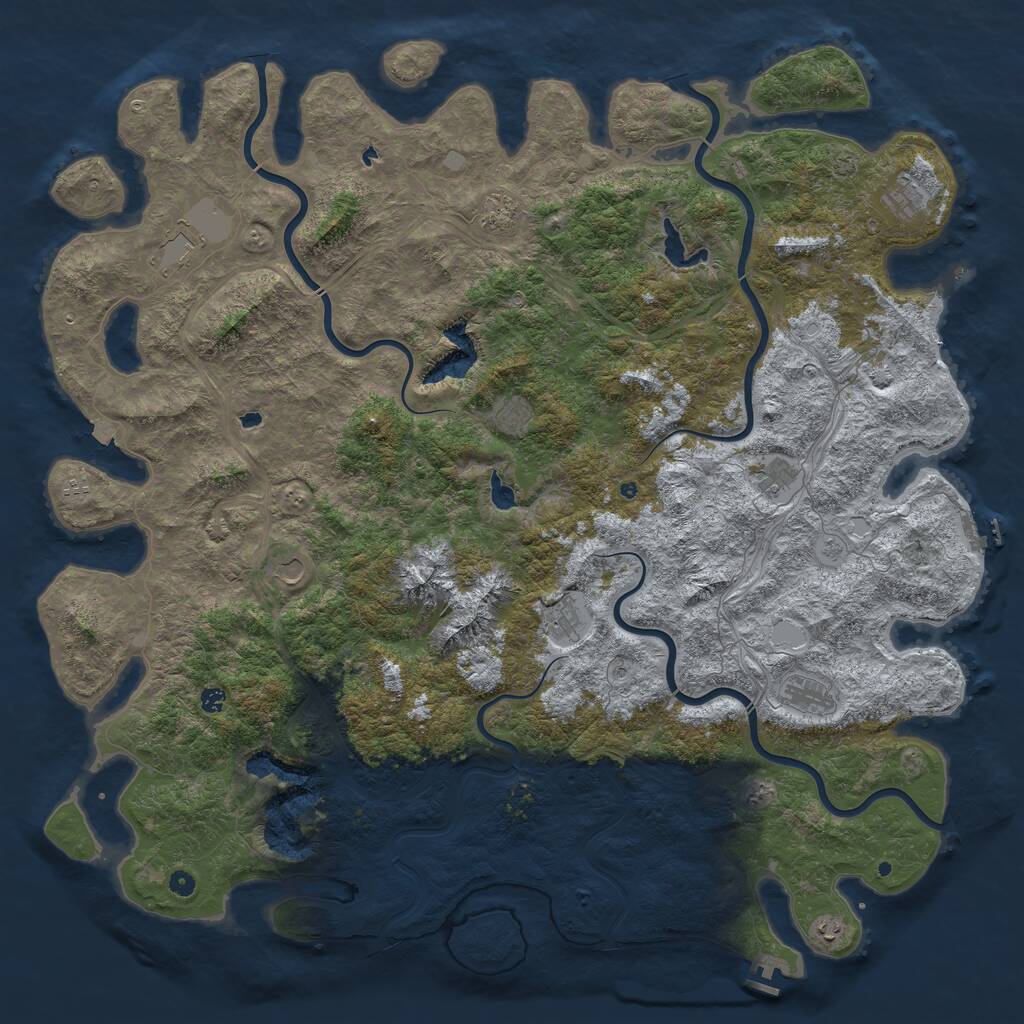 Rust Map: Procedural Map, Size: 6000, Seed: 598267, 17 Monuments