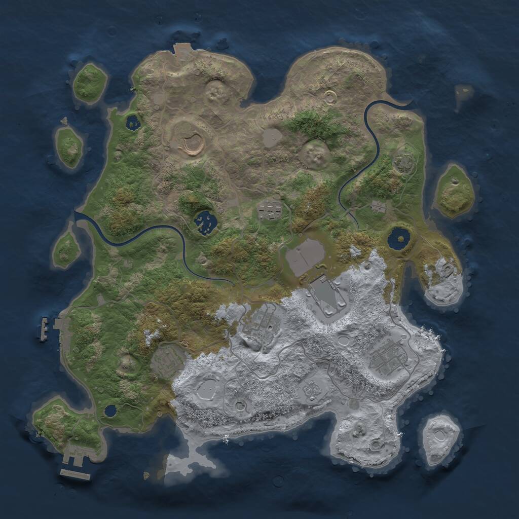 Rust Map: Procedural Map, Size: 3500, Seed: 1870777575, 13 Monuments