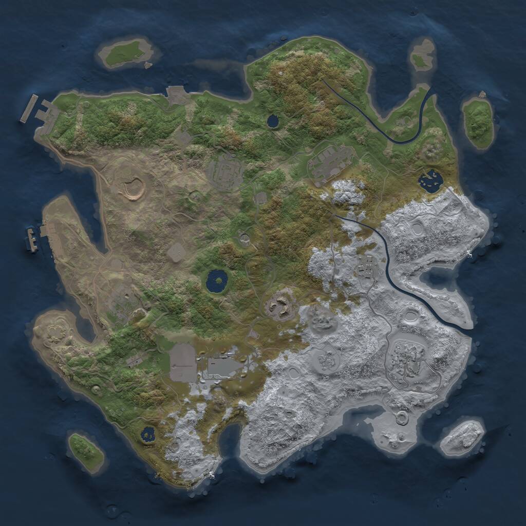 Rust Map: Procedural Map, Size: 3500, Seed: 2032732392, 15 Monuments