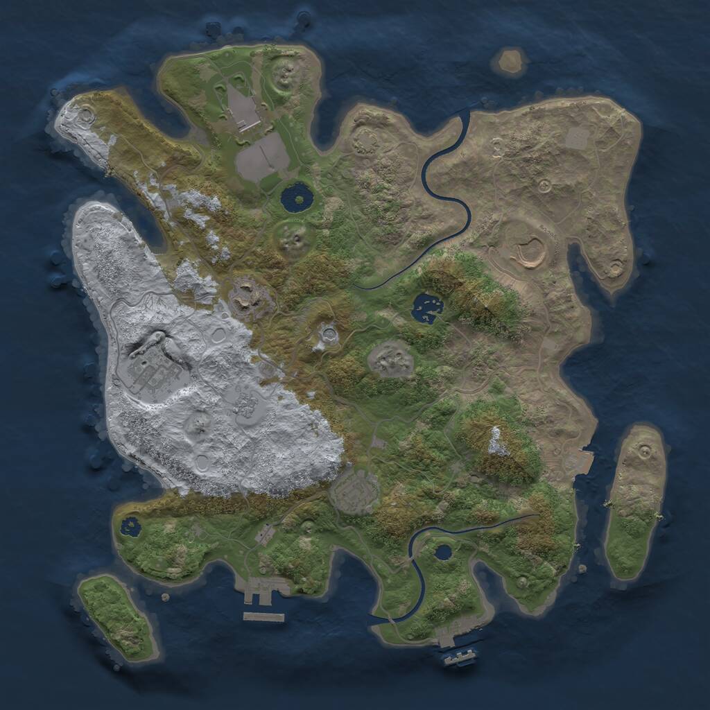 Rust Map: Procedural Map, Size: 3500, Seed: 1402943314, 12 Monuments