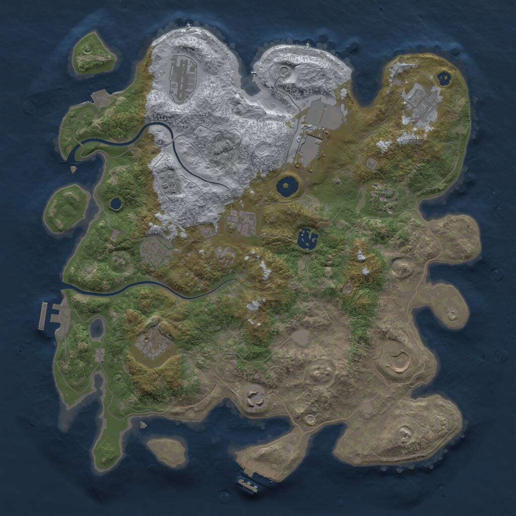 Rust Map: Procedural Map, Size: 3750, Seed: 225704443, 16 Monuments