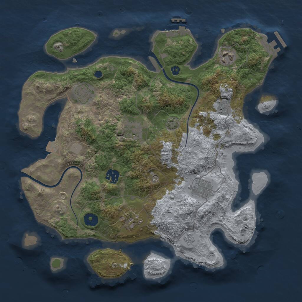 Rust Map: Procedural Map, Size: 3300, Seed: 885030363, 13 Monuments