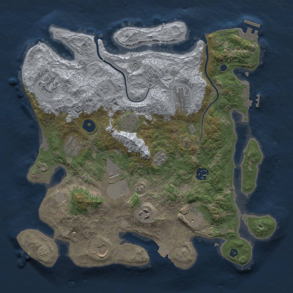 Rust Map: Procedural Map, Size: 3500, Seed: 1870692073, 16 Monuments