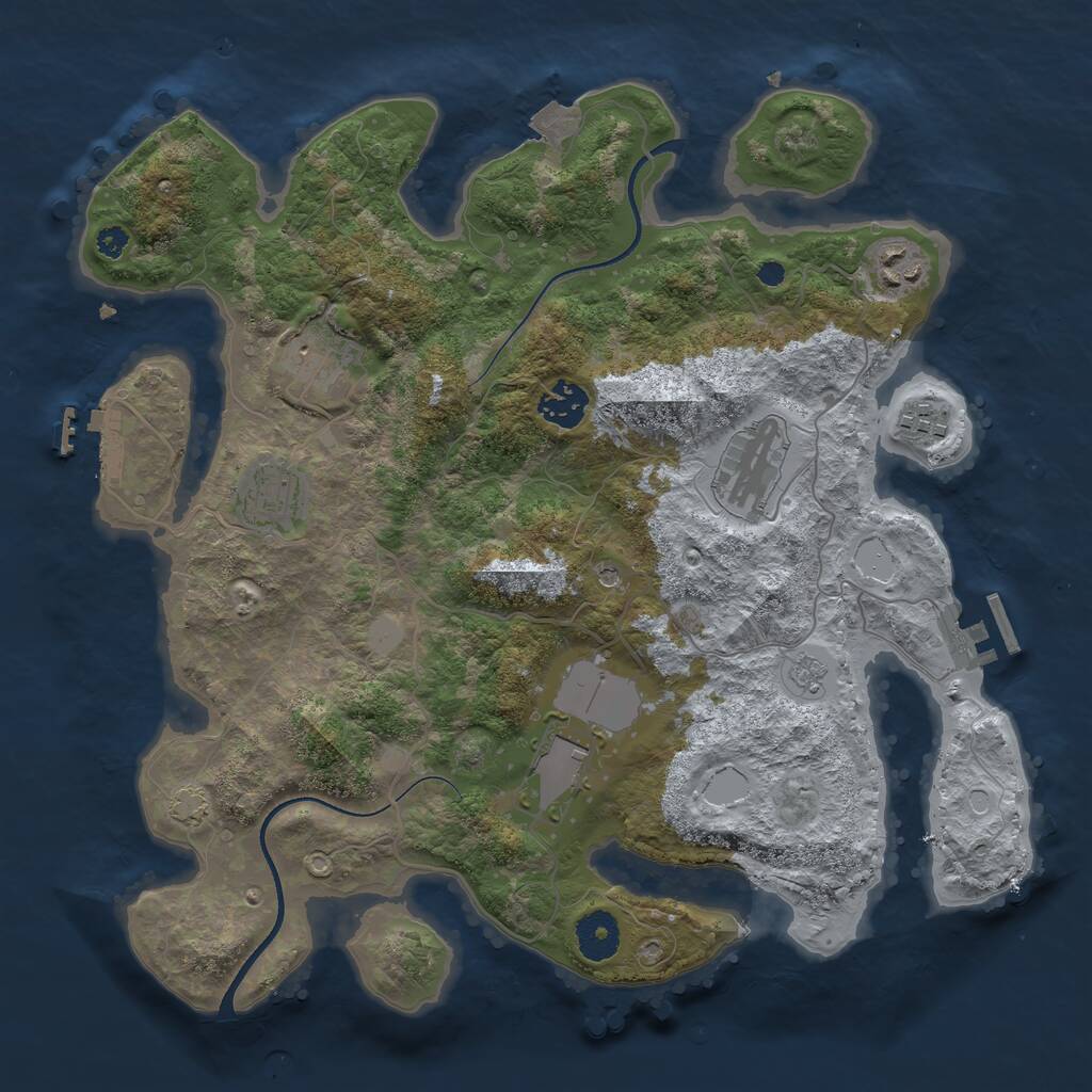 Rust Map: Procedural Map, Size: 3500, Seed: 935284071, 13 Monuments