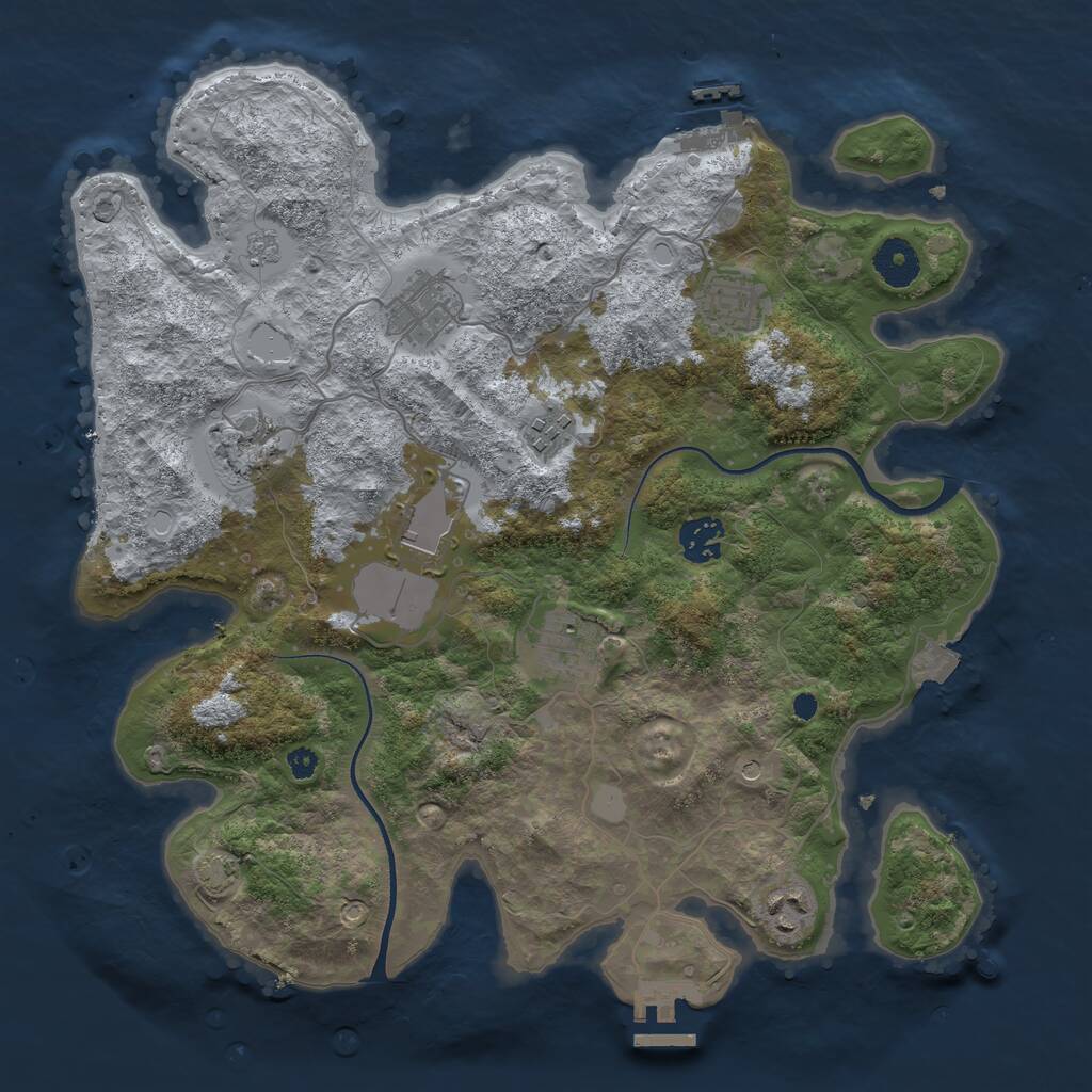 Rust Map: Procedural Map, Size: 3550, Seed: 422342650, 14 Monuments