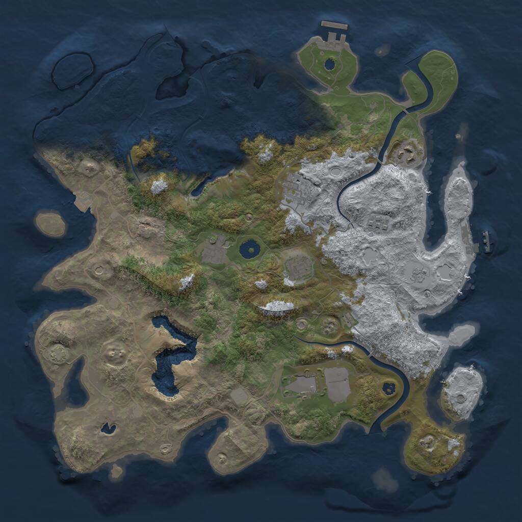 Rust Map: Procedural Map, Size: 4000, Seed: 1196512164, 12 Monuments