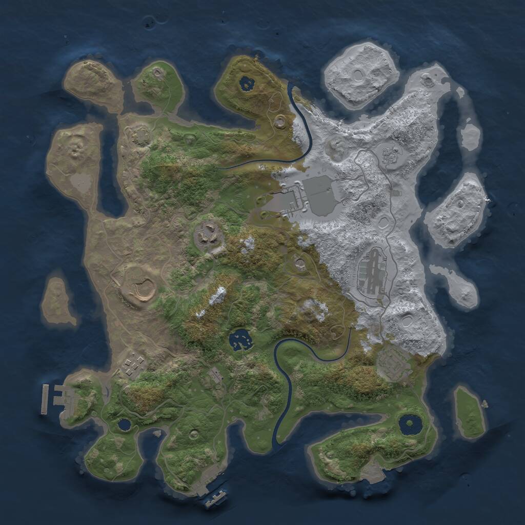 Rust Map: Procedural Map, Size: 3500, Seed: 238788956, 13 Monuments