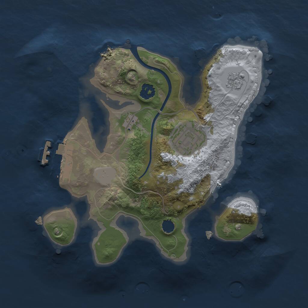 Rust Map: Procedural Map, Size: 2000, Seed: 1071534584, 4 Monuments