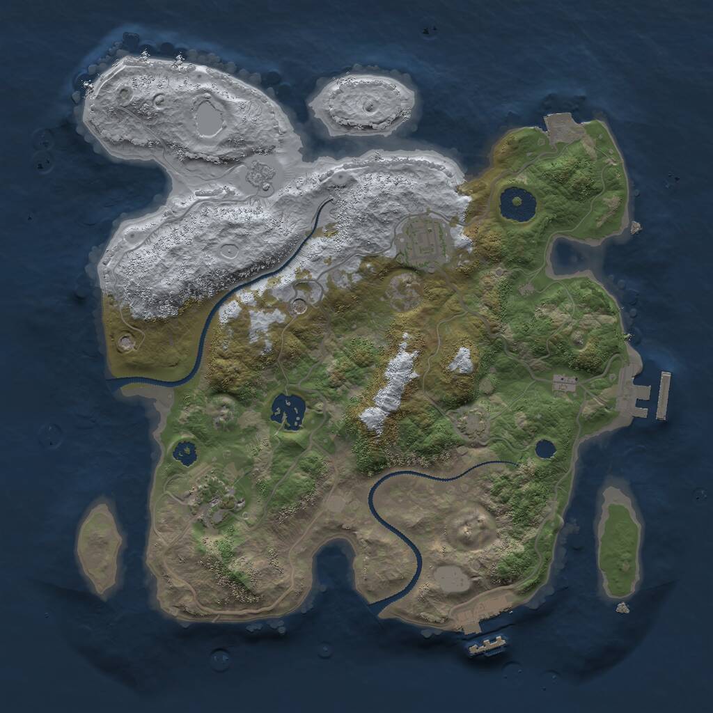 Rust Map: Procedural Map, Size: 3000, Seed: 1927, 9 Monuments