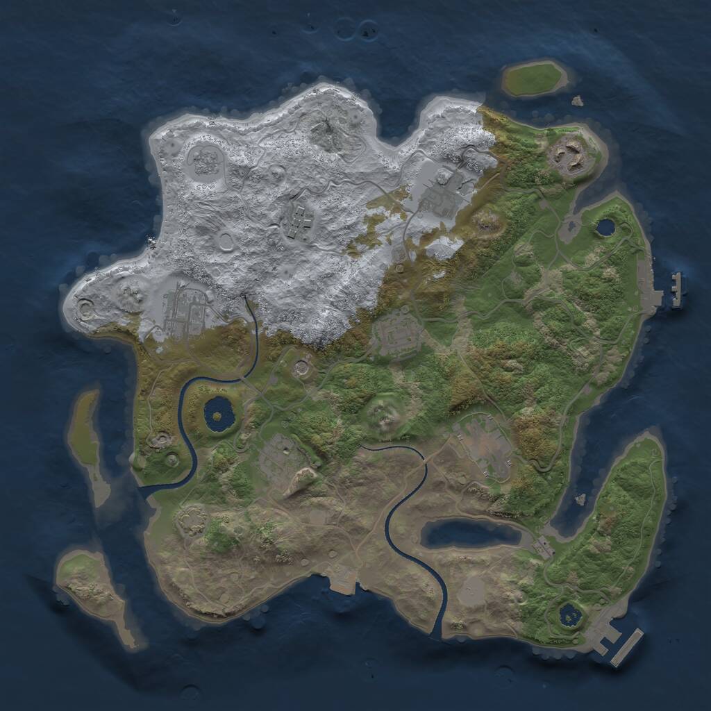 Rust Map: Procedural Map, Size: 3250, Seed: 2081542445, 13 Monuments