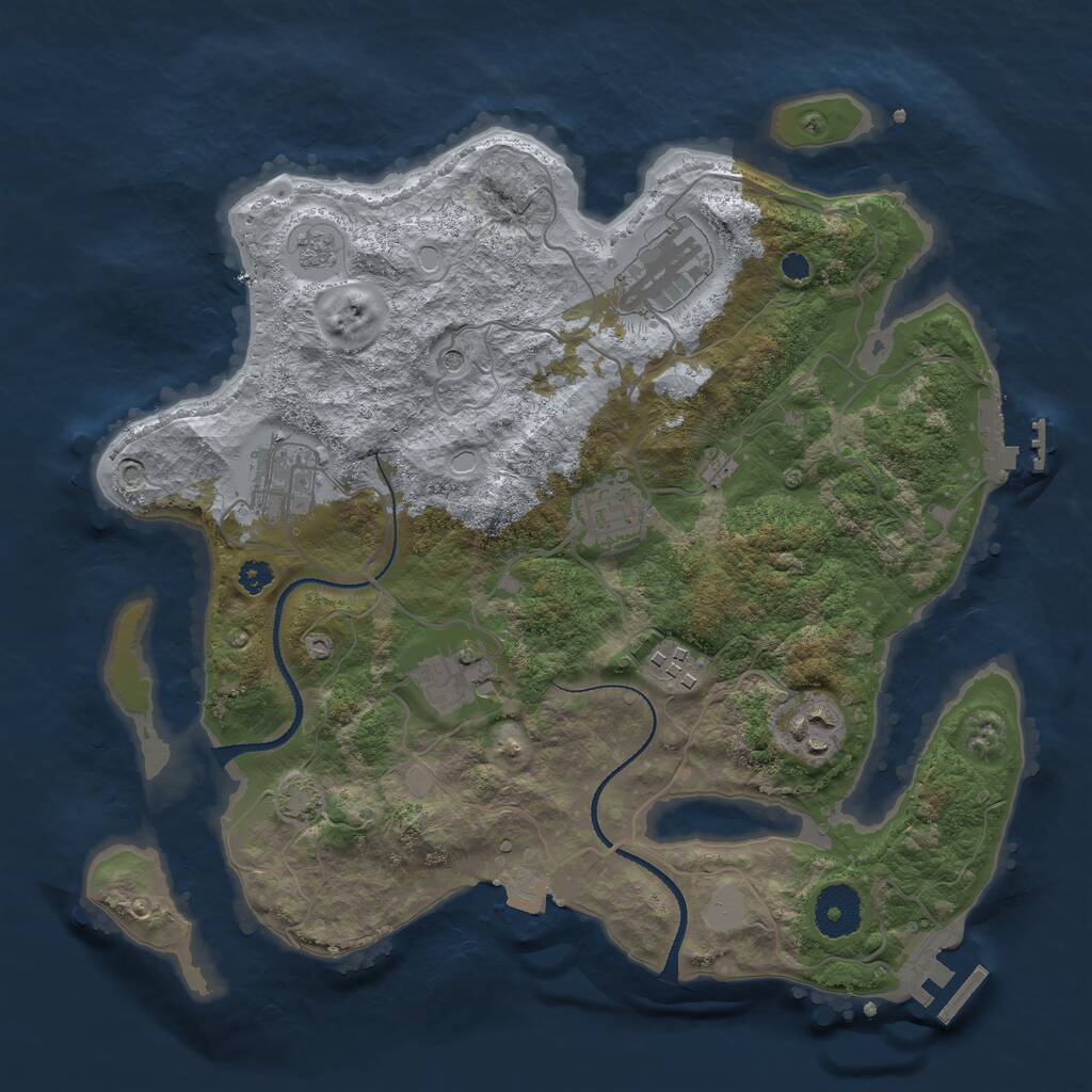 Rust Map: Procedural Map, Size: 3250, Seed: 2081542445, 12 Monuments